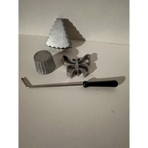 Vtg Rosette Waffle Bakers Handle Xmas Tree Butterfly Cupcake Cookie Mold